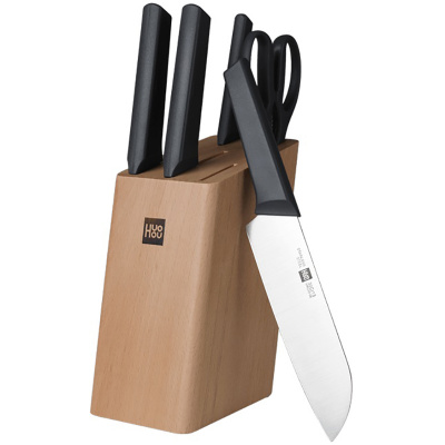 Набор ножей Xiaomi Huo Hou Fire Kitchen Steel Knife Set (6 предметов с подставкой)