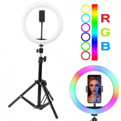 Цветная кольцевая лампа RGB LED MJ14 со штативом 2,1 м.  (диаметр 36см)