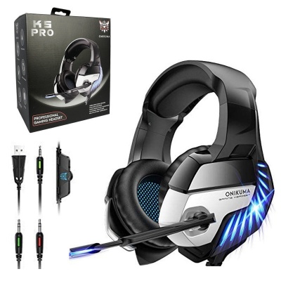 Наушники полноразмерные игровые K5 PRO (black-blue) с микрофоном